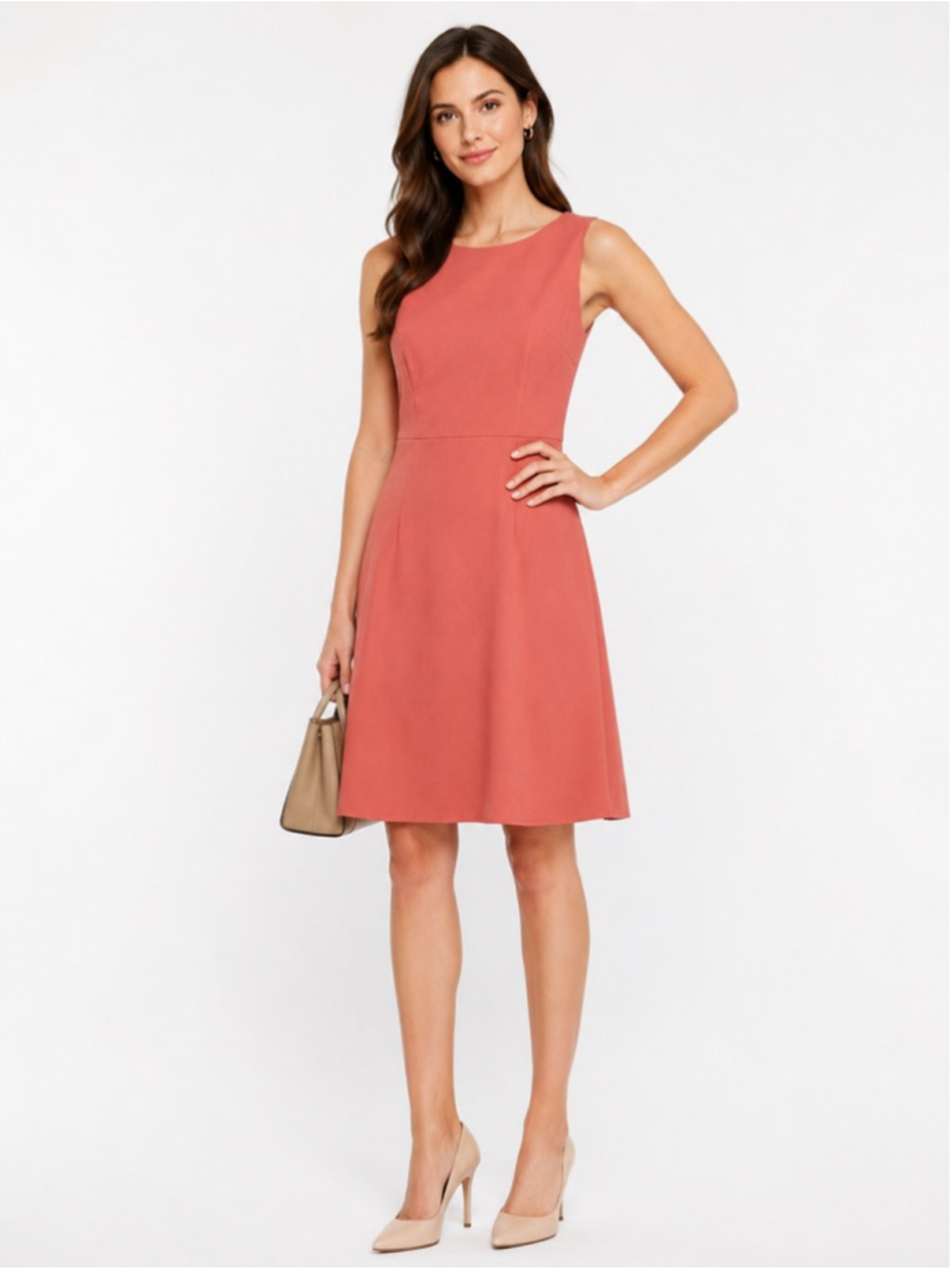 Love Bonito Coral Rose Sleeveless A-Line Dress XS